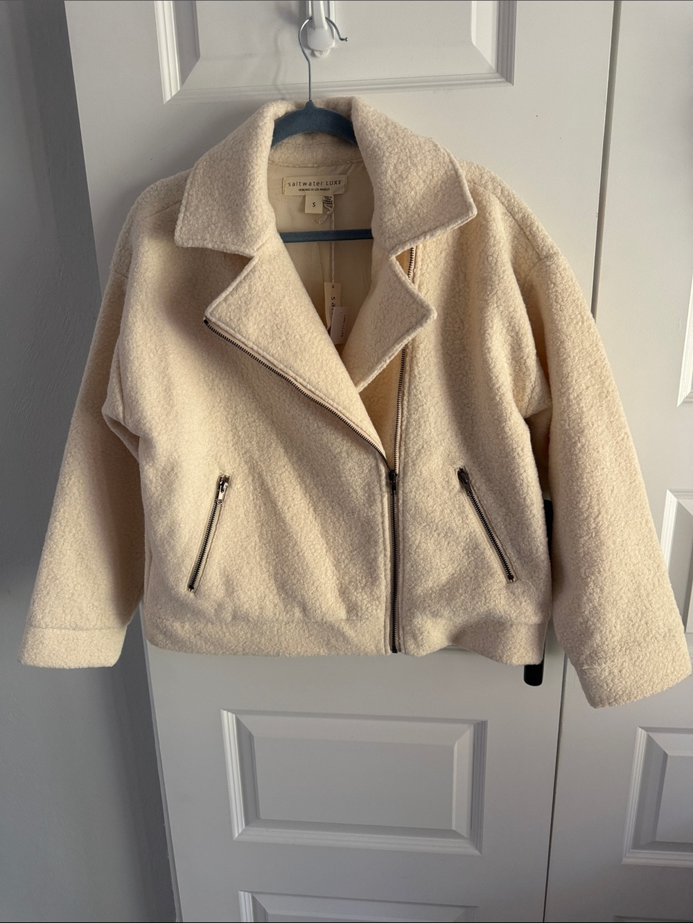 Saltwater Luxe Cream Teddy Moto Jacket - Picture 2 of 4